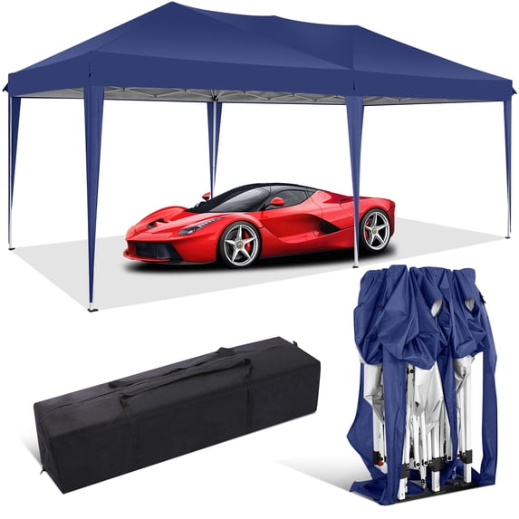 COBIZI 10x20 EZ Pop Up Canopy Tent Party Tent Outdoor Event Protable Instant Shelter Canopy Gazebo with Sandbags and Carry Bag,Dark Blue