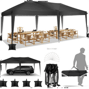COBIZI 10x20 EZ Pop Up Canopy Tent Party Tent Outdoor Event Protable Instant Shelter Canopy Gazebo with Sandbags and Carry Bag,Black
