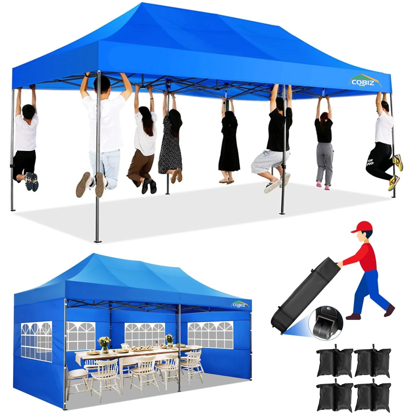 Cobizi X Heavy Duty Pop Up Canopy Tent With Sidewalls Commercial Outdoor Gazebo Waterproof