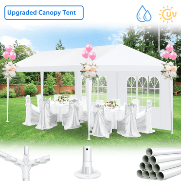 COBIZI 10 x 20 Party Tent with 6 Sidewalls Outdoor Canopy Tent for party  Patio Camping Gazebo Shelter for Weddings Waterproof Heavy Duty Event Carpa All Season, White