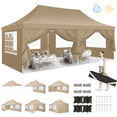 thumbnail image 1 of COBIZI 10x20 Pop up Canopy with 6 Removable Sidewalls,Outdoor Waterproof Canopy Tents for Partie Wedding,Instant Sun Protection Shelter with Upgrade Raised Roof and Carry Bag,Khaki, 1 of 15