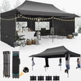 thumbnail image 1 of COBIZI 10x20 Pop Up Canopy, Heavy Duty Full-Truss Party Tent, Removable Awning & 4 Sidewalls, 420D PU Oxford, Waterproof, UPF 50+, 600D PVC Roller Bag, Black, 1 of 12