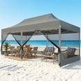 thumbnail image 1 of COBIZI 10x20 Heavy Duty Pop Up Canopy Tent with Mosquito Netting-Waterproof UPF 50+ Commercial Gazebo with Mesh Sidewalls,Full-Truss Instant Party Tent with Wheeled Bag,Gray, 1 of 11
