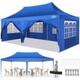 thumbnail image 1 of COBIZI 10x20 Pop Up Canopy Tent with 6 Sidewalls,Upgrade Structure Wind & Waterproof Easy up UV Blocking with Carry Bag,3 Adjustable Heights,Wedding Party Tent Outdoor Commercial Party Tent,blue, 1 of 7