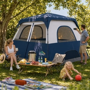 COBIZI 4-6-8 Person Family Camping Tent with Instant Pop-Up Setup, 10x9FT 210D Oxford Waterproof PU2000mm & Fire Resistant, Mesh Screen Windows, Wind Ropes and Stakes Included, Dark Blue