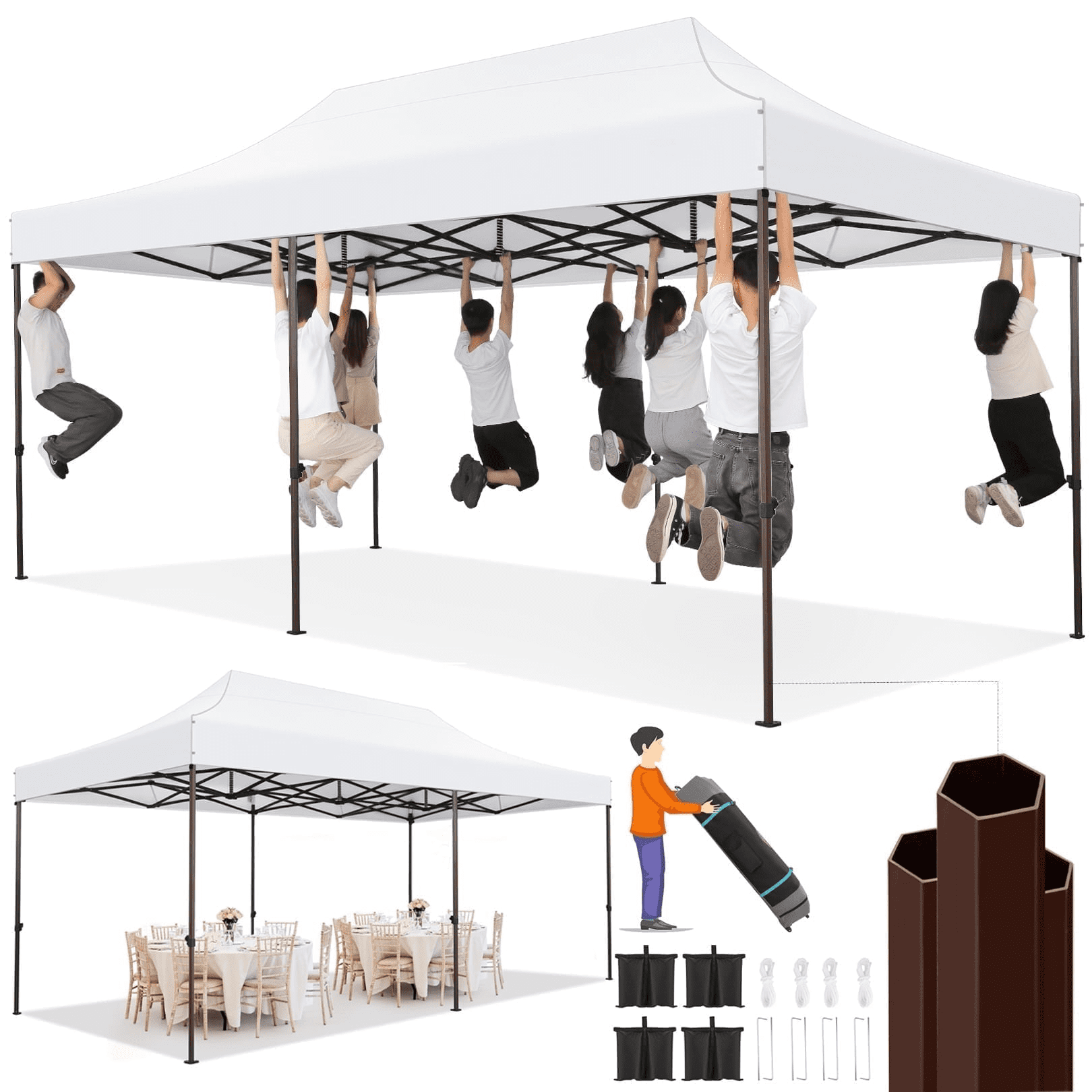 White 10x20ft Heavy Duty Waterproof Pop Up Canopy Tent