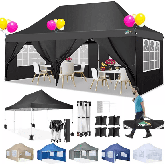 COBIZI 10x20 Pop Up Canopy Tent Outdoor Commercial Gazebo Adjustable Heights