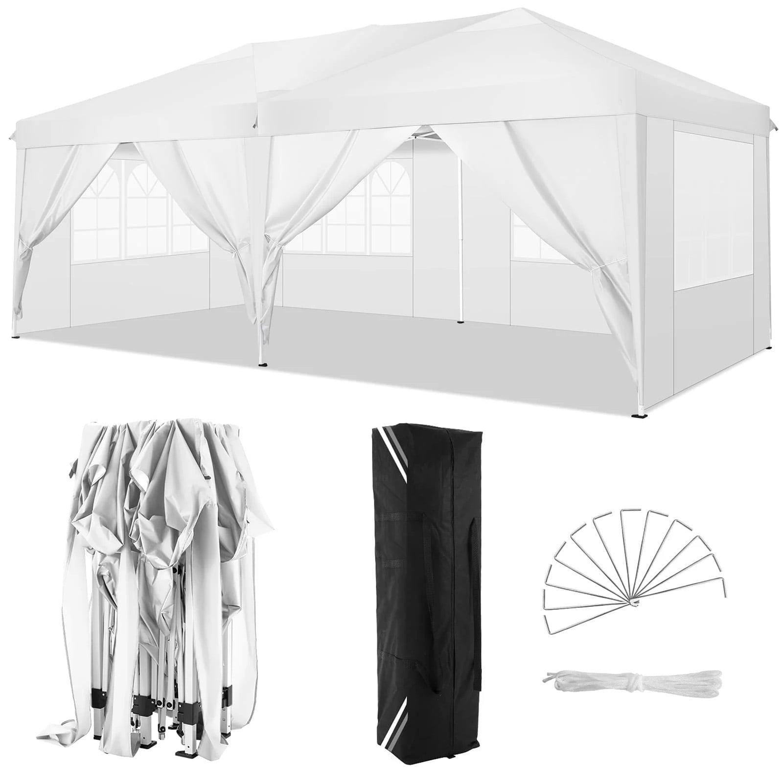 Walmart promo code:  COBIZI 10x20 Commercial Pop Up Canopy Tent with 6 Removable Sides, Carry Bag - White