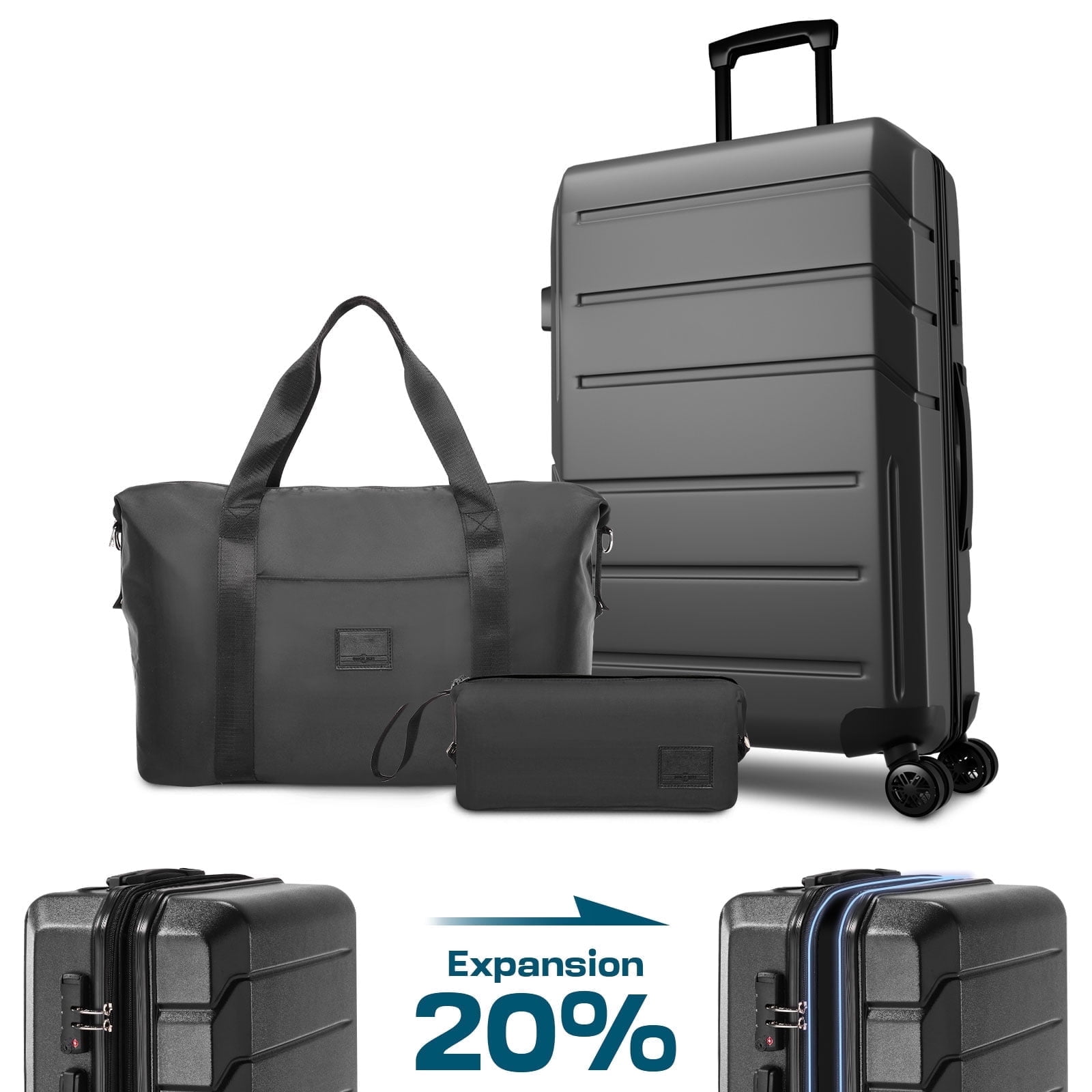COBIZI 3 Piece Luggage Sets Hardshell Hardside TSA Lock Lightweight Durable Spinner Wheels Suitcase