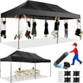 thumbnail image 1 of COBIZI 10x20 Heavy Duty Pop-up Canopy Tent with Adjustable Height, UPF 50+ Waterproof and Instant Outdoor Shelter, Outdoor Canopy for Beach,Party,Camping Includes 4 Sandbags and Wheeled Bag,Black, 1 of 9