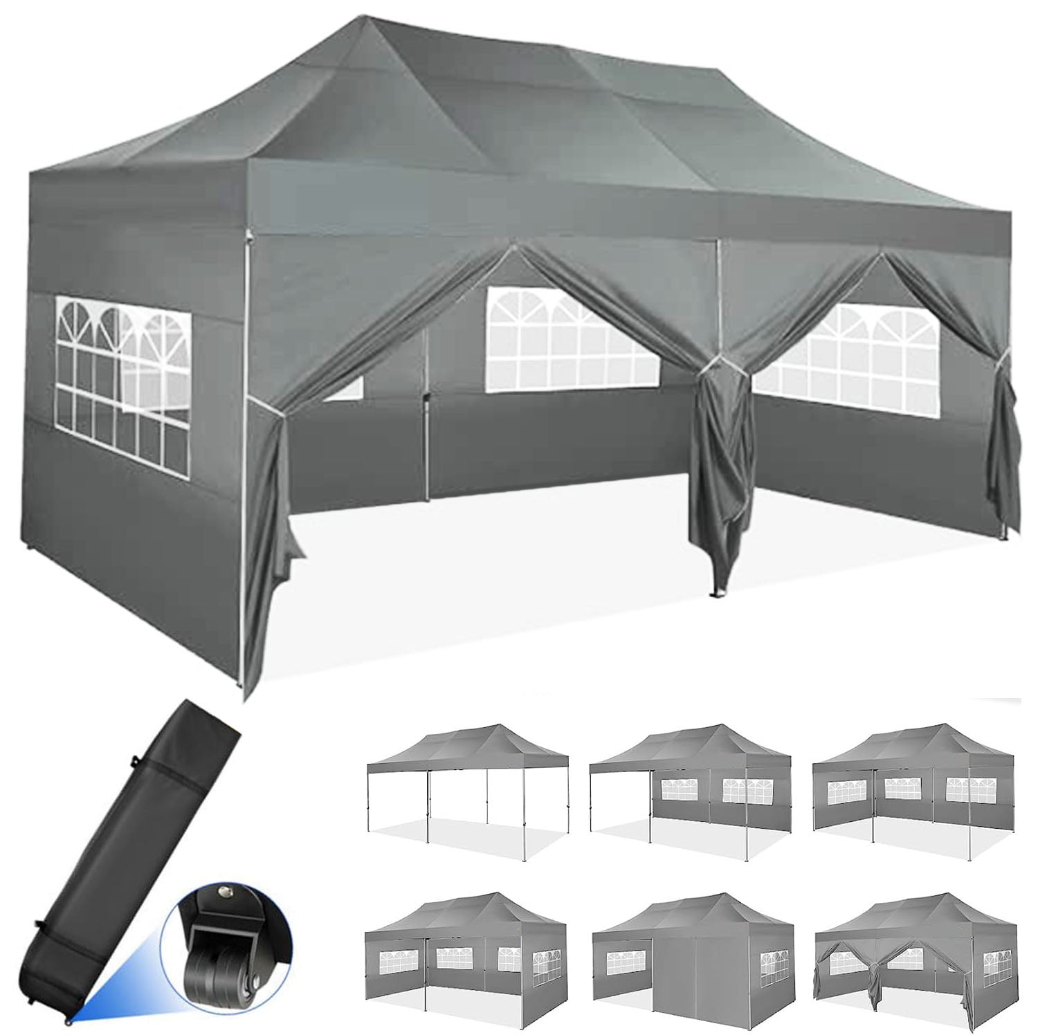 10x20 Heavy Duty Pop Up Canopy Commercial Tent Waterproof Gazebo Outdoor  Anti UV