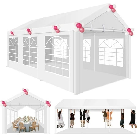 COBIZI 10x20ft Heavy Duty Party Tent, Ourdoor Canopy Wedding Tent with Removable Sidewalls, Large Event Tent, White Tent for Party, Carpas para Fiestas, Canopy Tent with Built-in Sandbags, UV 50+
