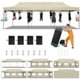 thumbnail image 1 of COBIZI 10x30 Heavy Duty Canopy Pop up Commercial Canopy Tent with 8 Sidewalls,Outdoor Carport with Roller Bag,Pop up Tents for Parties,Wedding,Commercial,Events,Khaki(Frame Thickened), 1 of 9