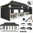 thumbnail image 1 of COBIZI 10x30 Heavy Duty Pop up Canopy Tent with 5 Waterproof Walls, UPF 50+ Protection, Roller Bag, Adjustable Heights, and 4 Sand Bags, Black (Enhanced Hexagonal Frame), 1 of 10