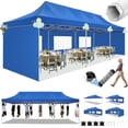 thumbnail image 1 of COBIZI 10x30 Heavy Duty Pop up Canopy Tent with 5 Waterproof Walls, UPF 50+ Protection, Roller Bag, Adjustable Heights, and 4 Sand Bags,Blue (Enhanced Hexagonal Frame), 1 of 11