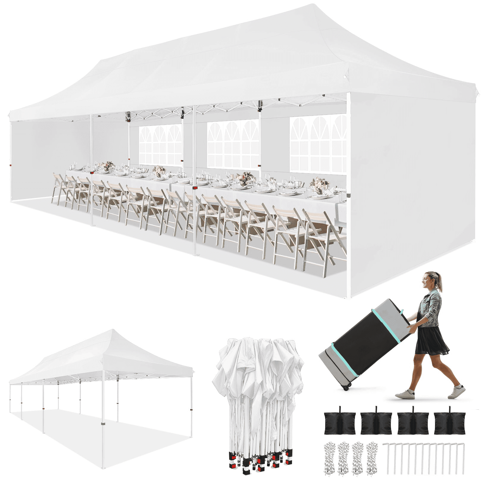 Canopy 5 COBIZI 10x30 Heavy Duty Pop up Canopy with 5 Sidewalls, Waterproof and ...