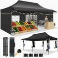 thumbnail image 1 of COBIZI 10x20 Pop Up Canopy - Heavy Duty Waterproof Tent with Extended Awning,UPF 50+, Instant Set up for Outdoor Events, Weddings & Parties,Includes Roller Bag,Black, 1 of 10