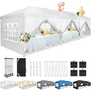 COBIZI 10x30 Pop Up Canopy Party Tent 10x30 Canopy Tent with 8 Sidewalls,Waterproof UPF 50+ 0utdoor Wedding Event Tents for Parties Backyard Canopy Gazebo with 4 Sand Bags&Carry Bags,White