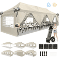 thumbnail image 1 of COBIZI 10x30 Pop up Canopy Tent with 8 Sidewalls,Wave Eave Heavy Duty Canopy Tent for Outside ,Camping,Wedding,Ez Tents for Party with Roller Bag Thickened Frame Large Space UV 50 Waterproof,Khaki, 1 of 18