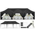 thumbnail image 1 of COBIZI 10x30 Pop Up Canopy Tent with 8 Sidewalls,Wave Eave Heavy Duty Canopy Tent for Outside ,Camping,Wedding,Ez tents for party with Roller Bag Thickened Frame Large Space UV 50+ Waterproof,Black, 1 of 11
