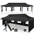 thumbnail image 1 of COBIZI 10x30 Pop Up Canopy Tent with Awning,Heavy Duty Canopy UPF 50+ All Season Wind Waterproof Commercial Outdoor Street Vendors Party Tents for Parties Canopy with Roller Bag(10 x 30 ft Black), 1 of 7