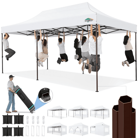 COBIZI 10x30 Pop up Canopy Heavy Duty Thickened Frame Commercial Party Tent
