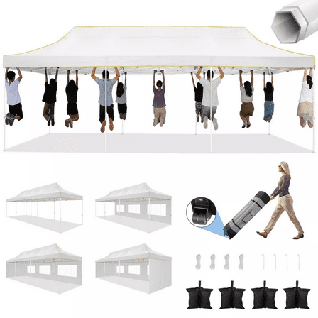 COBIZI 10x30 Pop up Canopy Tent with 5 Sidewalls Heavy Duty Commercial Gazebo