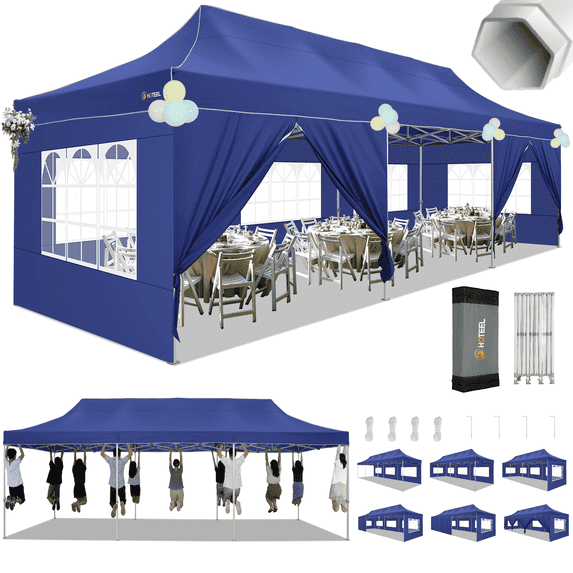 COBIZI 10x30 Pop-up Heavy Duty Canopy Tent with 8 Removable Sidewalls ...