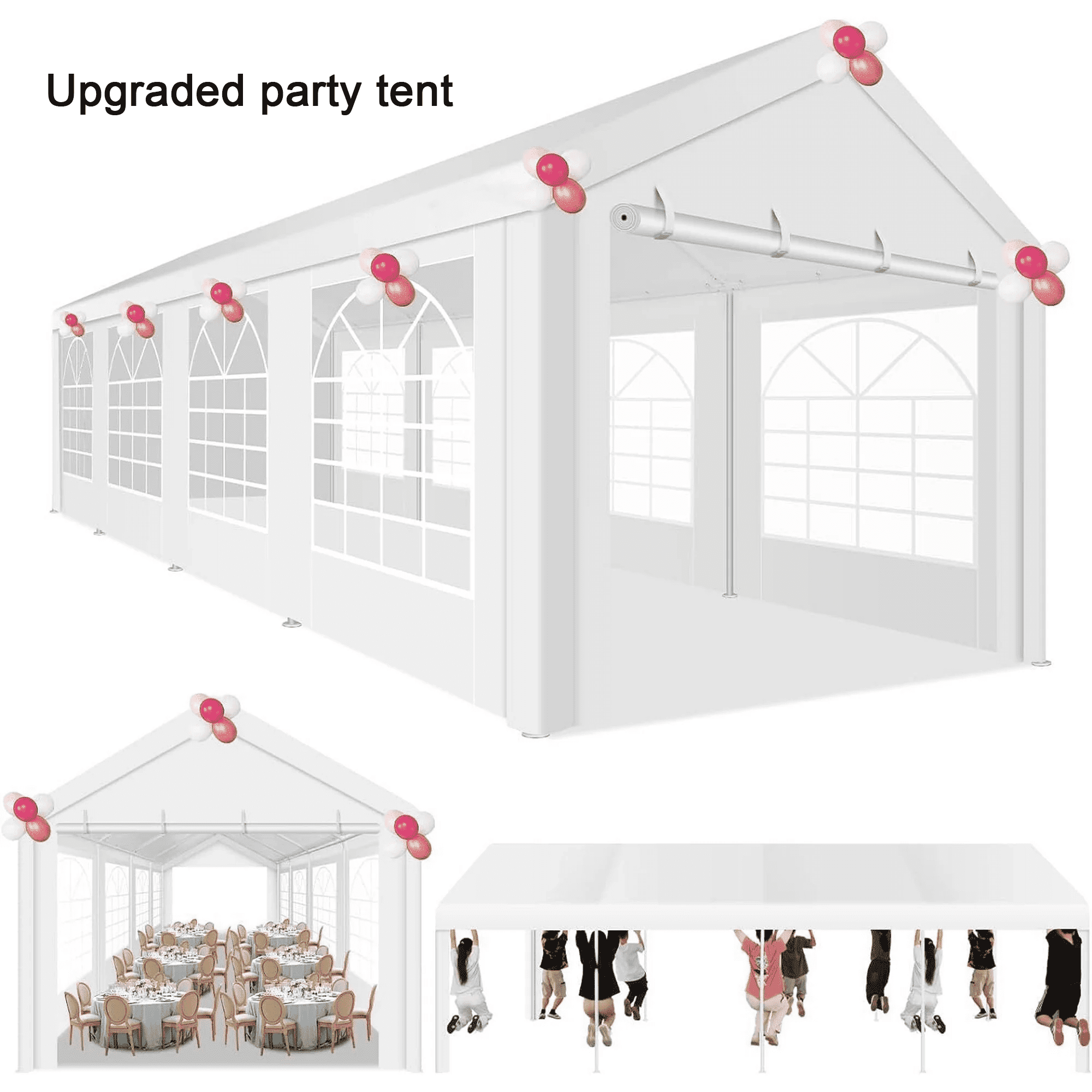 White Heavy Duty 10x30ft Party Tent with Removable Sidewalls