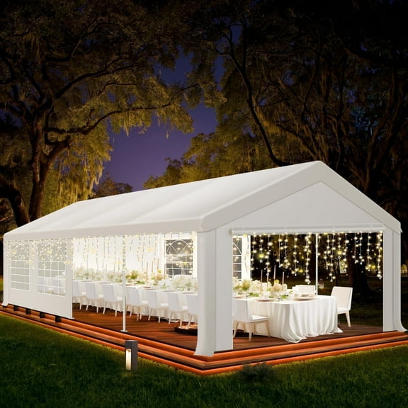 COBIZI 10x30ft Party Tent Heavy Duty, Wedding Tent, Event Tent for Parties, Carpas para Fiestas with 6 Removable Sidewalls, 10x30 Tent with Built-in Sandbag, UV50+, Waterproof, Carport, White