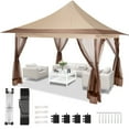 thumbnail image 1 of COBIZI 11.8x11.8 Outdoor Gazebo,Patio Gazebo Canopy with Mosquito Netting,Shade Tent for Party, Backyard, Deck, Patio Lawn & Garden,Complete Gazebo Canopy with Steel Frame Double Roof Tops,Khaki, 1 of 12