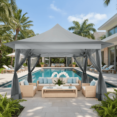 COBIZI 12'x12' Gazebo Tent Outdoor Pop up Gazebo Canopy Shelter with Mosquito Netting, Light Gray