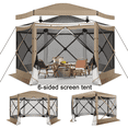 thumbnail image 1 of COBIZI 12'x12 Pop Up Gazebo 6-Sided Screen House Tent for Camping, Outdoor Instant Stargazing Gazebo Canopy with Awning 2.0, Portable Hub Tent with Netting, Screen Tent for Outdoor, Backyard, Khaki, 1 of 13