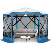COBIZI 12'x12' Pop-up Gazebo Outdoor Camping Tent with 6 Sides Mosquito Netting, Waterproof, UV Resistant, Portable Screen House Room, Easy Set-up Party Tent with Carry bag, Ground Spike, Light Blue