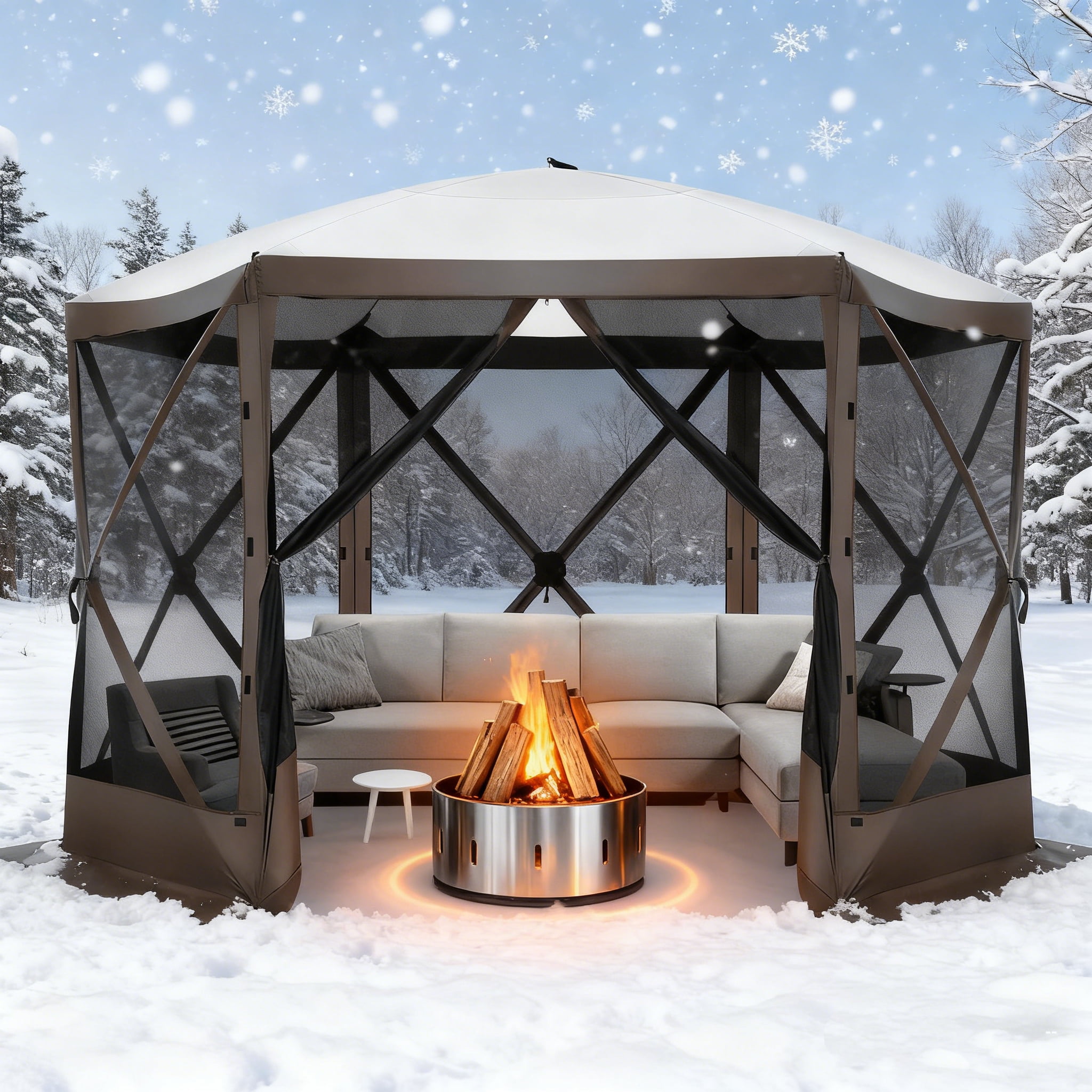 Walmart Black Friday Deals 2025 - COBIZI 12x12 Pop-up Gazebo Outdoor Camping Tent with Mosquito Net Waterproof UV Resistant Portable Screen House