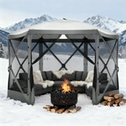 COBIZI 12'x12' Pop-up Gazebo Outdoor Camping Tent with 6 Sides Mosquito Netting, Waterproof, UV Resistant, Portable Screen House Room, Easy Set-up Party Tent with Carry bag, Ground Spike, Gray