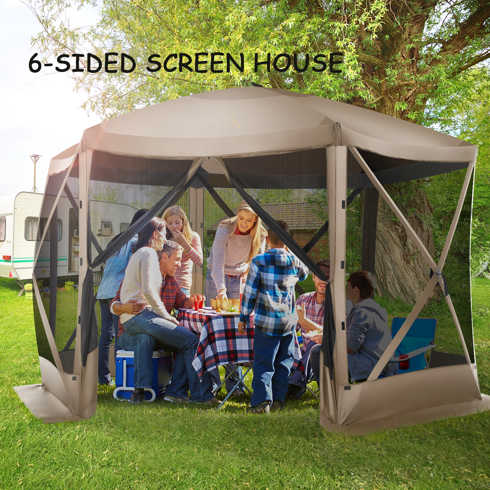COBIZI 12'x12' Portable Camping Tent, UV-Resistant Roof COBIZI 12'x12' Portable Camping Tent, UV-Resistant Roof