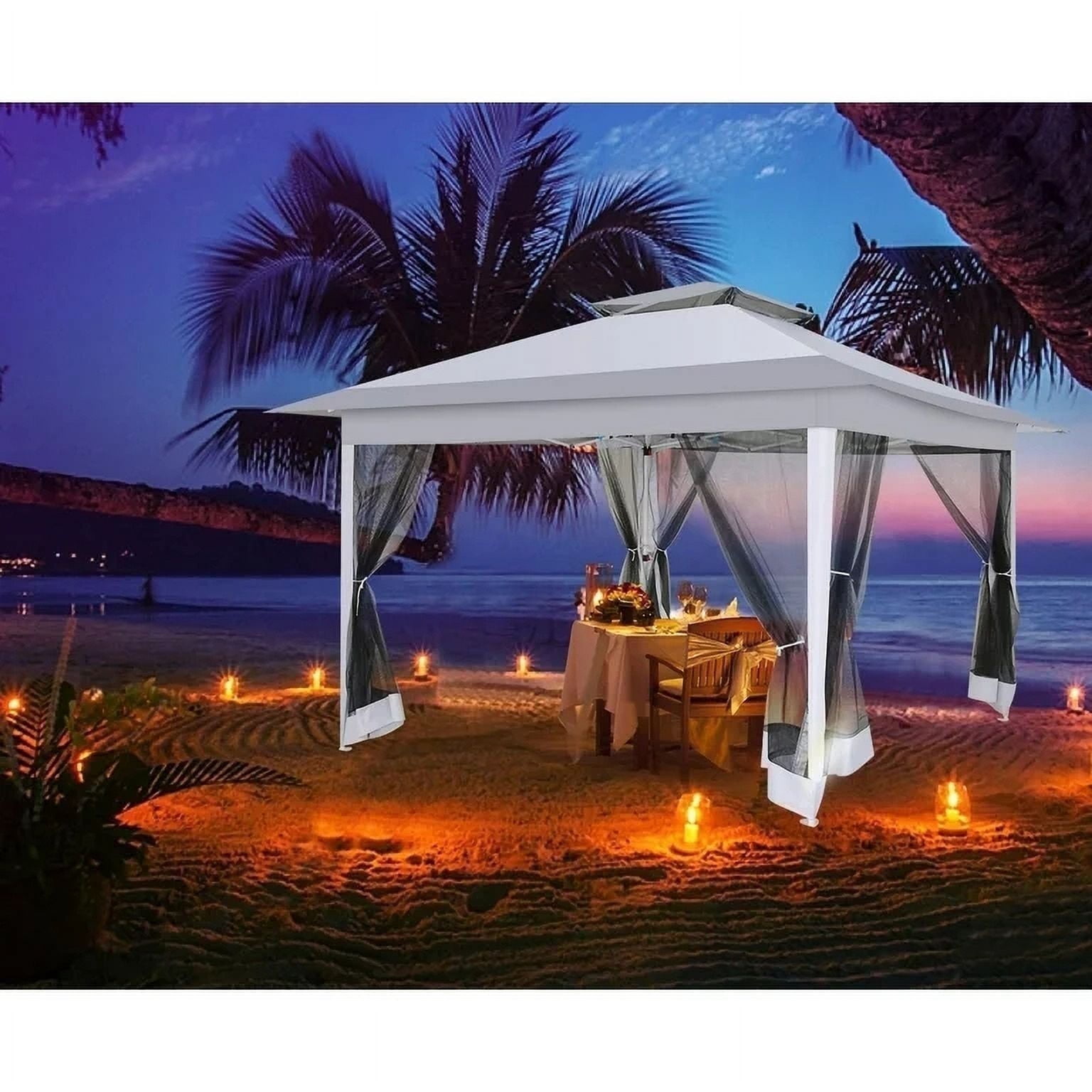Gray 12x12 Outdoor Metal Frame Pop-Up Gazebo with Mosquito Netting