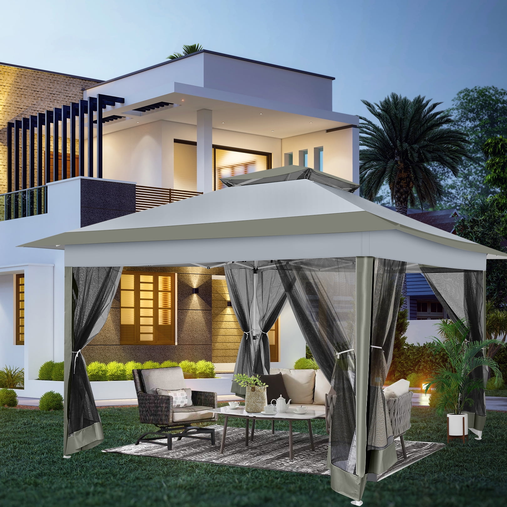 12x12 Pop Up Gazebo Outdoor Canopy Gazebo Patio Gazebo with Mosquito ...