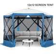 thumbnail image 1 of COBIZI 12'x12' Portable Screen House Room, Easy Pop-up Gazebo Outdoor Camping Tent with Carry Bag, Waterproof, UV Resistant, Attached Wind Panels, 8-Person & Table, Blue, 1 of 9