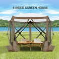 thumbnail image 1 of COBIZI 10x10 Pop up Gazebo Screen Tent Screen House for Camping,5 Sided Pop-up Camping Canopy Shelter Tent with Mesh Windows,Portable Outdoor Quick-set Hub Tent with Carrying Bag&Ground Stakes,Brown, 1 of 11