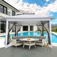 thumbnail image 1 of COBIZI 12x12 Outdoor Gazebo Pop Up Gazebo Canopy with Mosquito Netting Patio Tent Backyard Canopy with 2-Tiered Vented Top 3 Adjustable Height, Gray, 1 of 14