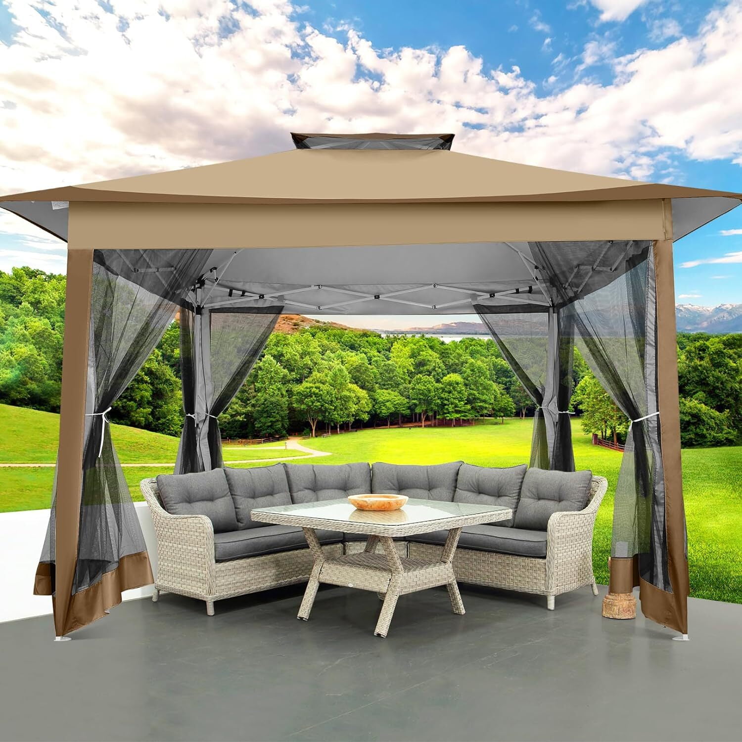 Outdoor 12x12 Easy Set Up Gazebo, Patio & Garden Tent with