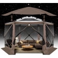 thumbnail image 1 of COBIZI 12x12 Pop-up Gazebo Starry Sky Screen Canopy Tent Screen House for Camping, Screen Room with Mosquito Netting, Hub Tent Instant Screened Canopy with Carrying Bag and Ground Stakes, Brown, 1 of 10