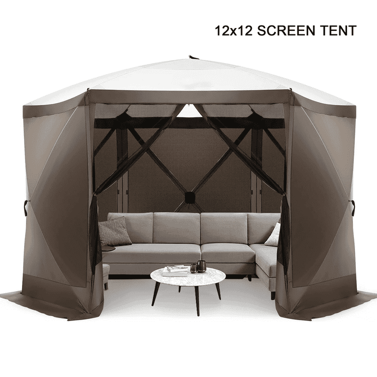 COBIZI 12x12ft Pop up Gazebo Screen Tent Screen House with sidewalls and Mosquito Netting for Camping Waterproof UV Resistant EZ Set up Party