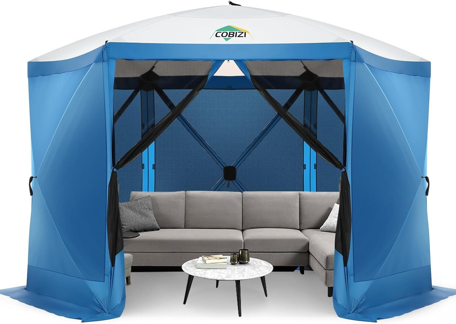 COBIZI 12'x12' Pop-up Gazebo Outdoor Camping Tent with 6 Sides