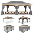 thumbnail image 1 of COBIZI 12x20 Heavy Duty Canopy Gazebo Outdoor Gazebo with 6 Netting and Curtains 100% Waterproof Party Wedding Tents with Double Roof and Metal Steel Frame for Backyard, Patio, Lawn, Garden, Gray, 1 of 13