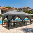 thumbnail image 1 of COBIZI 12x20 Pop-up Gazebo Patio Gazebo Outdoor Gazebo Canopy with Mosquito Netting Patio Tent Backyard Canopy with 2-Tiered Vented Top 3 Adjustable Height and 144 Square Ft of Shade, Dark Gray, 1 of 13
