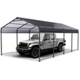 thumbnail image 1 of COBIZI 12x21 Heavy Duty Metal Carport with Galvanized Steel Roof, Steel Carport Kits Outdoor with Metal Roof, Galvanized Car Shelter for Tractors, Pickup, Boat, Car, Black, 1 of 11