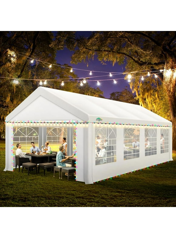 COBIZI 13x26 Heavy Duty Canopy Tent, Party Wedding Tent with Removable Sidewalls, 100% Waterproof Commercial Canopy Tent, UV 50+ White Event Shelter,Outdoor Gazebo with Built-in Sandbags, White
